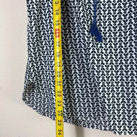 J. Crew Embroidered Tassel Sleeveless 100% cotton Tank Top dark navy blue size 6 - Picture 4 of 8